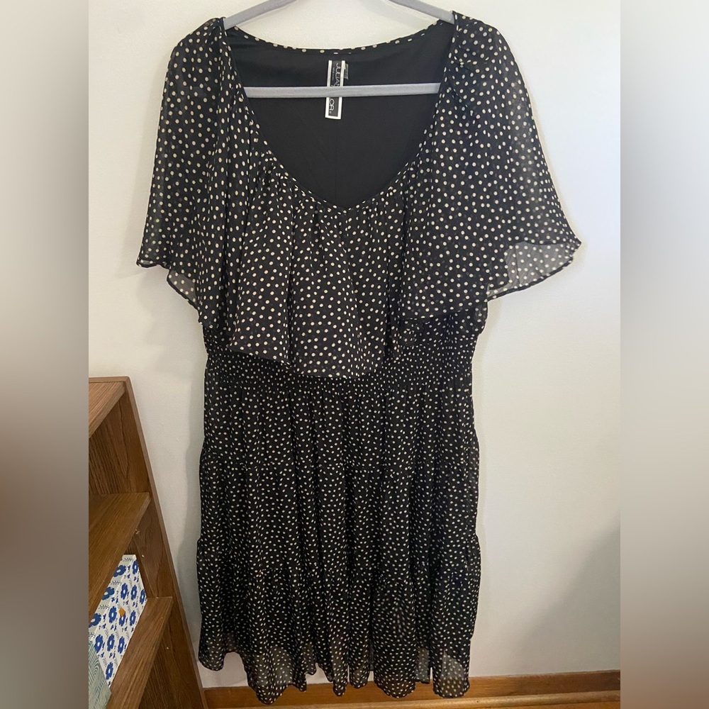 Black and Tan Polka Dot Dress